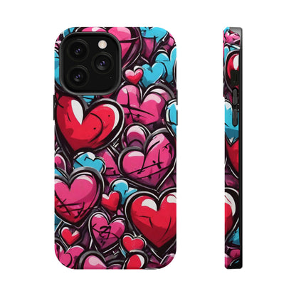 Express your Unique Style with our Graffiti Hearts Valentine's Day Phone Case - Compatible with iPhone 15, 14, and 13 | Magsafe Phone Case