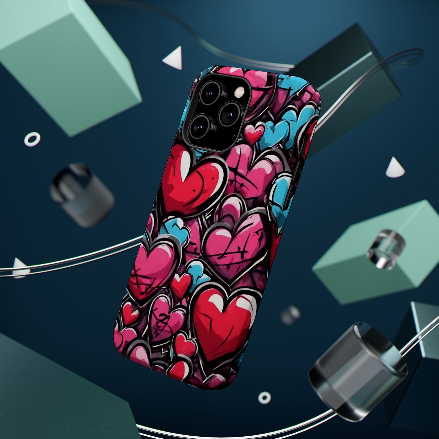 Express your Unique Style with our Graffiti Hearts Valentine's Day Phone Case - Compatible with iPhone 15, 14, and 13 | Magsafe Phone Case