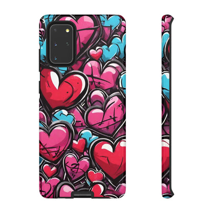 Express your Unique Style with our Graffiti Hearts Valentine's Day Phone Case - Compatible with Samsung Galaxy 23, 22, 20, and 10