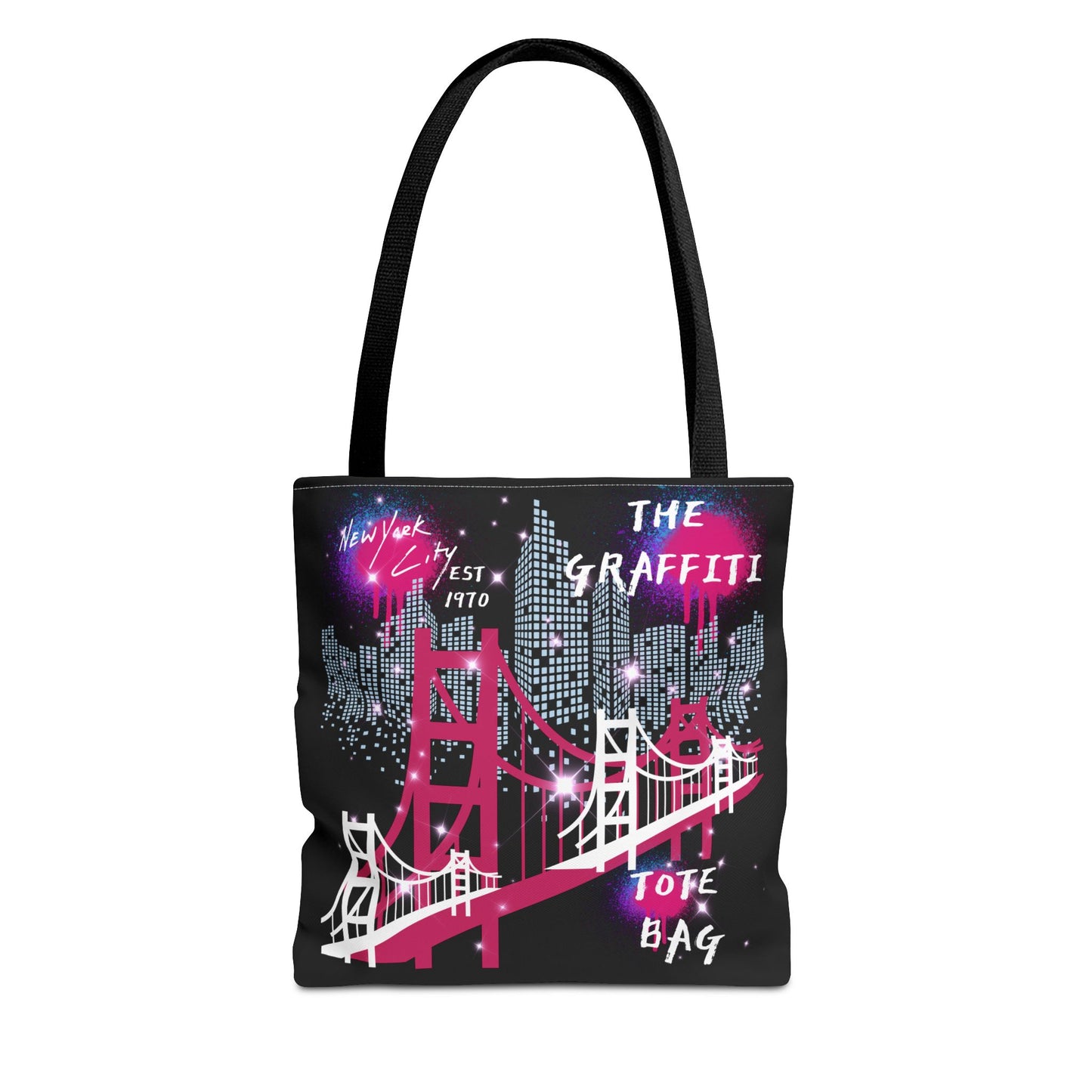 Fashionable Graffiti Tote Bag - Showstopping Black Design with Paint Splatter