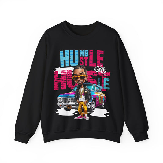 Black 'Humble Hustle' Sweatshirt - Street Art Royalty Vibes