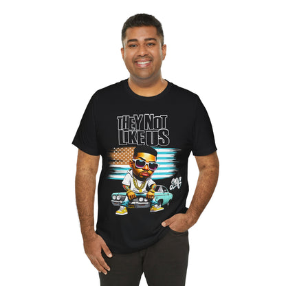 Hip-Hop Street Style: 'They Not Like Us' Black T-Shirt with Cartoon Character Design