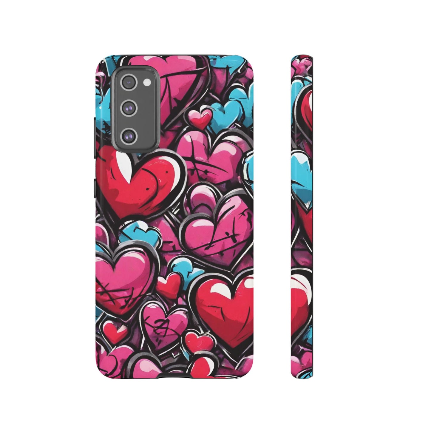 Express your Unique Style with our Graffiti Hearts Valentine's Day Phone Case - Compatible with Samsung Galaxy 23, 22, 20, and 10