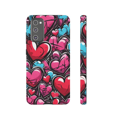 Express your Unique Style with our Graffiti Hearts Valentine's Day Phone Case - Compatible with Samsung Galaxy 23, 22, 20, and 10