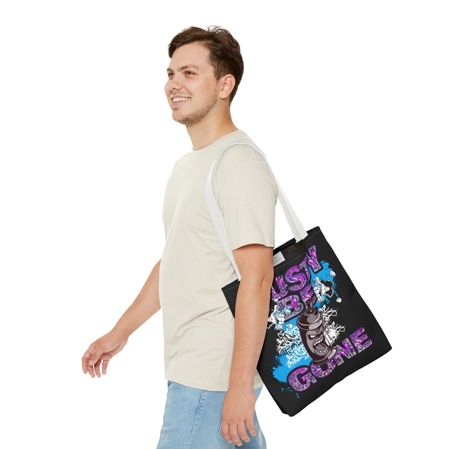 Eclectic Graffiti Style Tote - Fun Dusty Be Gone Message