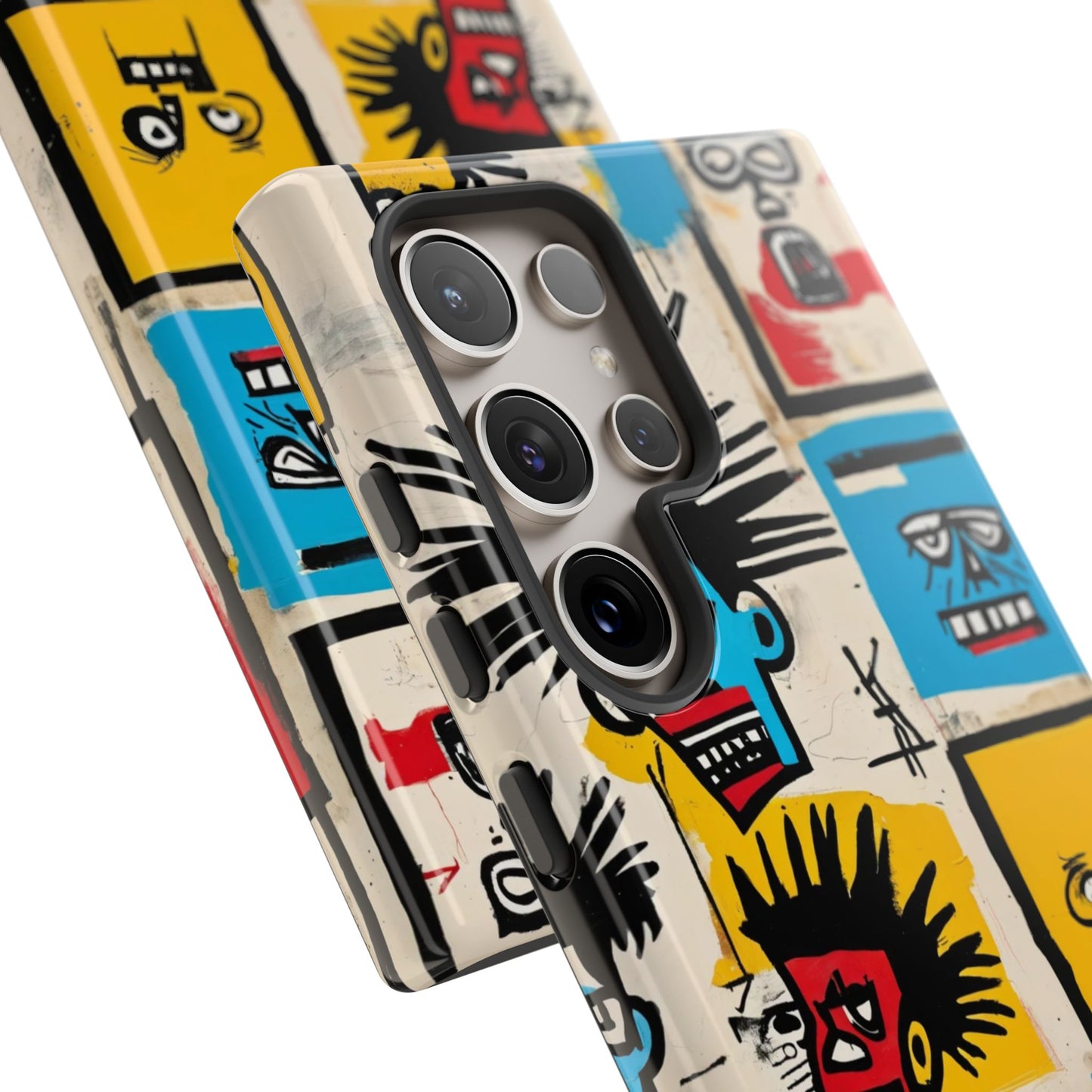 Unique Basquiat-Inspired Phone Case - Colorful Art Graffiti Cover for iPhone 15-11 & Samsung 24-10