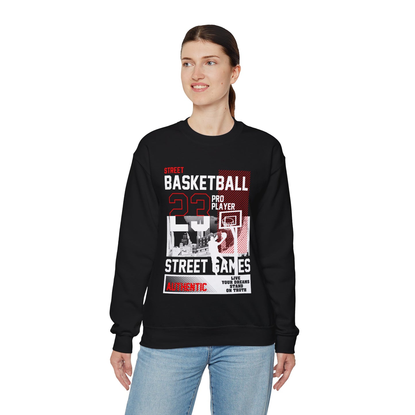 City Street Games Sweatshirt - Red, Black, White Urban Style
