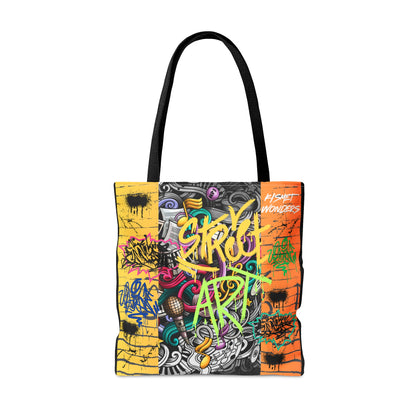 Stand Out in Style: Vibrant Artsy Tote Featuring Captivating Street Art & Music Theme