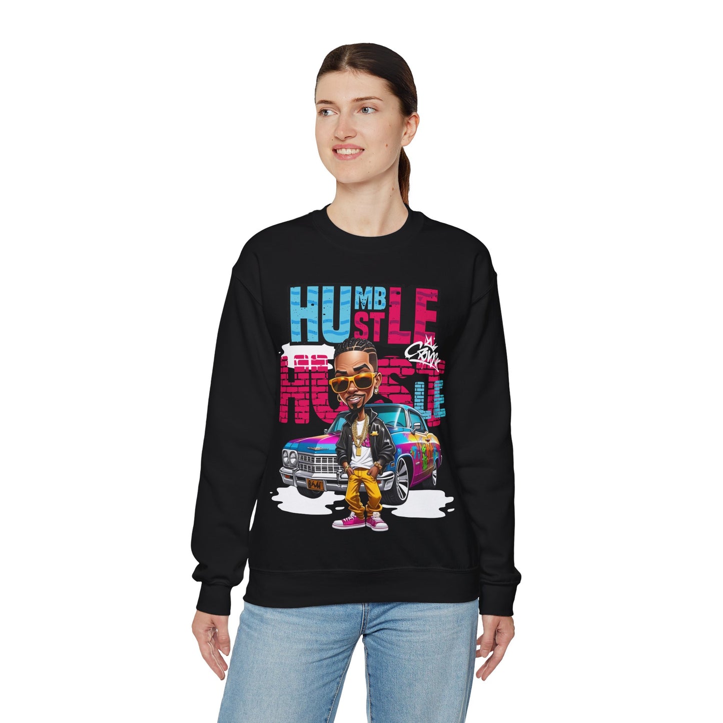 Black 'Humble Hustle' Sweatshirt - Street Art Royalty Vibes