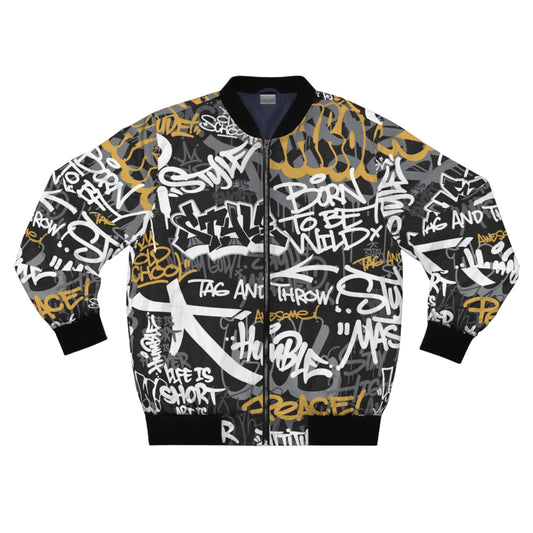 Unisex Graffiti Bomber Jacket | Street-Style Statement with Inspirational Quotes