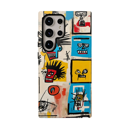 Unique Basquiat-Inspired Phone Case - Colorful Art Graffiti Cover for iPhone 15-11 & Samsung 24-10