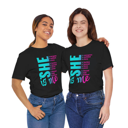 Empowering 'She Is Me' Tee | Black Ombre Blue Purple | Positive Affirmations