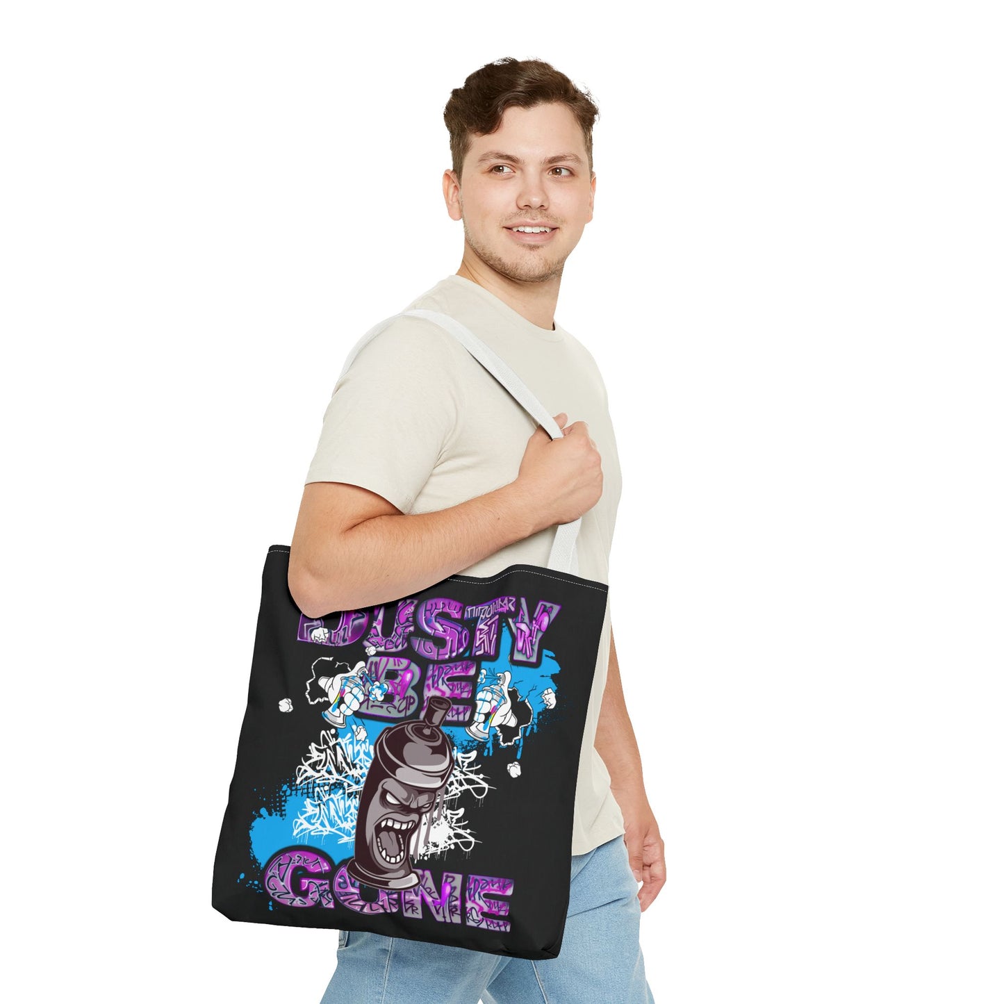 Eclectic Graffiti Style Tote - Fun Dusty Be Gone Message
