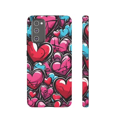 Express your Unique Style with our Graffiti Hearts Valentine's Day Phone Case - Compatible with Samsung Galaxy 23, 22, 20, and 10