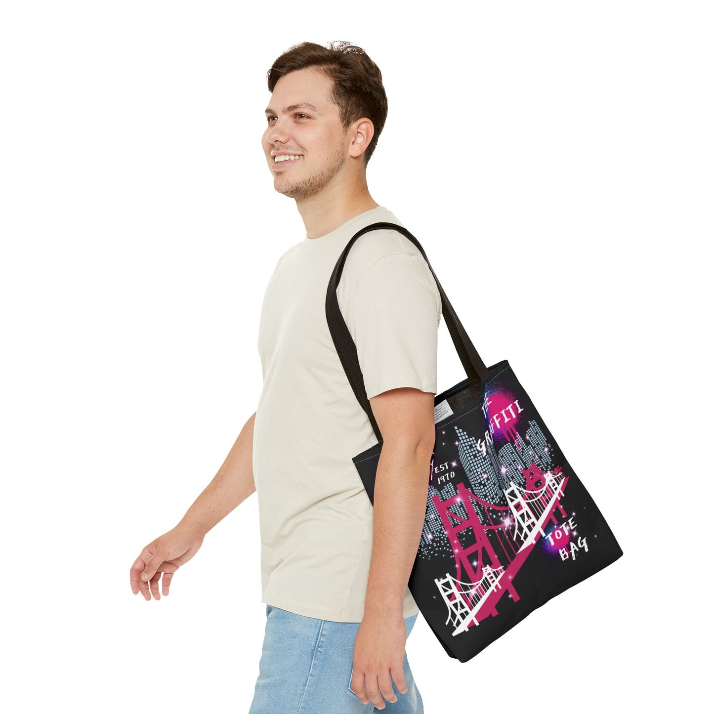 Fashionable Graffiti Tote Bag - Showstopping Black Design with Paint Splatter