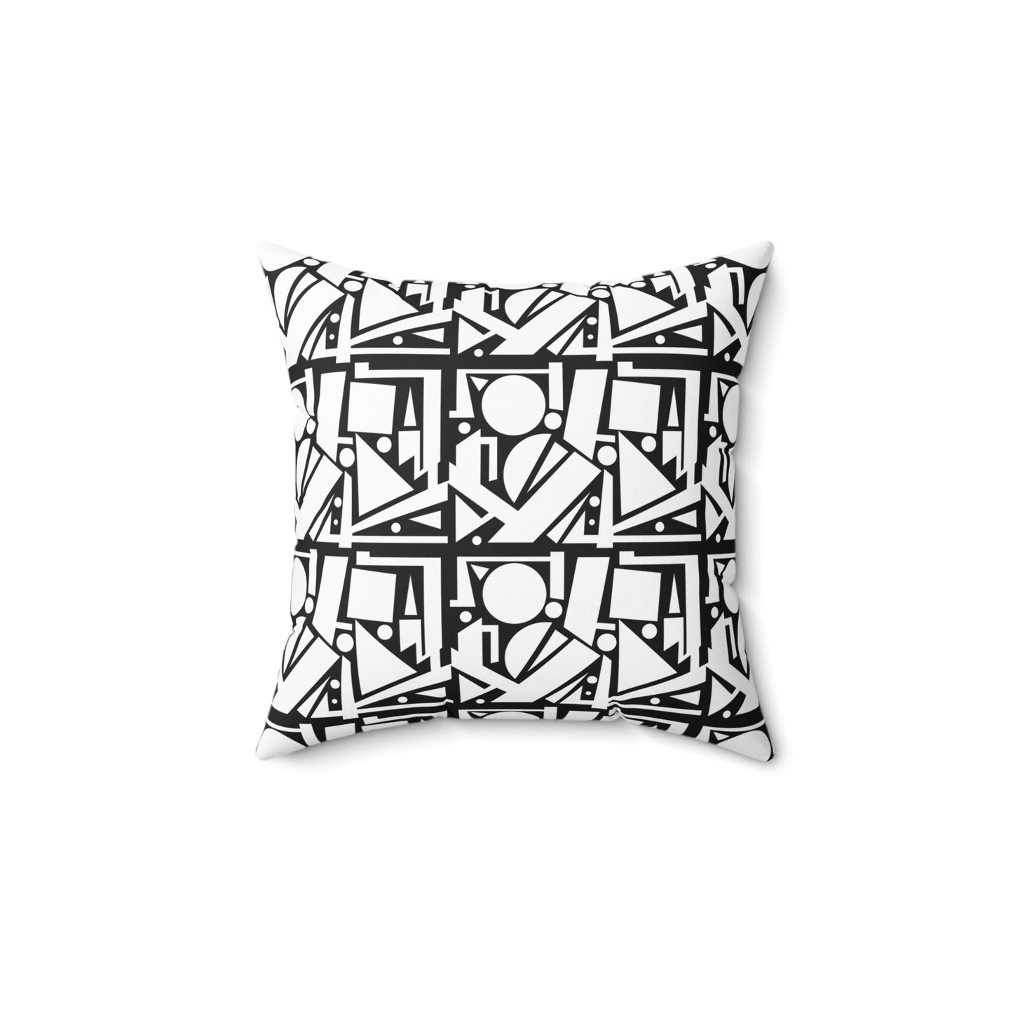 Modern Geometric Shapes Pillow White and Black Square Pattern, Home Decor Accent