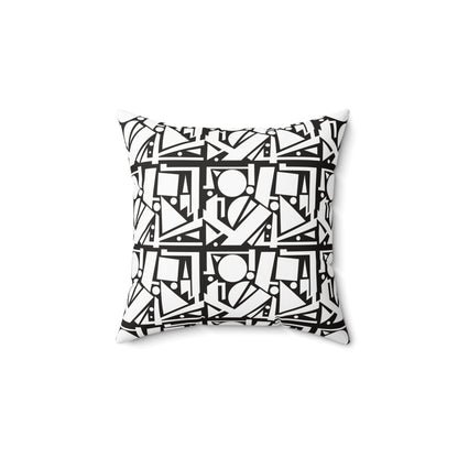 Modern Geometric Shapes Pillow White and Black Square Pattern, Home Decor Accent