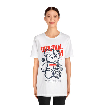 Prototype Original 1 White Unisex Tee - Graffiti Style Bear - Bold Red Font