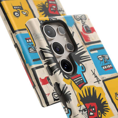 Unique Basquiat-Inspired Phone Case - Colorful Art Graffiti Cover for iPhone 15-11 & Samsung 24-10