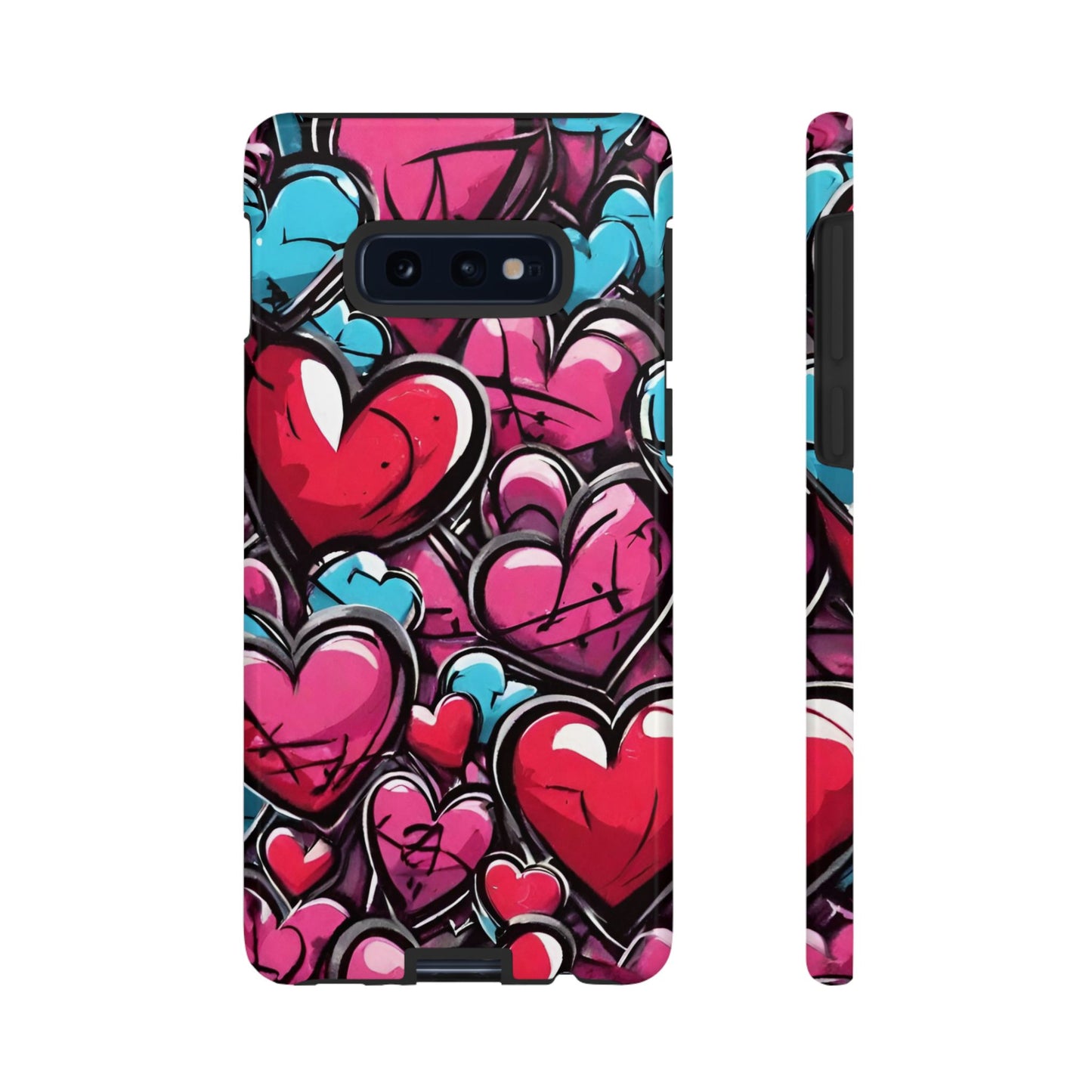 Express your Unique Style with our Graffiti Hearts Valentine's Day Phone Case - Compatible with Samsung Galaxy 23, 22, 20, and 10