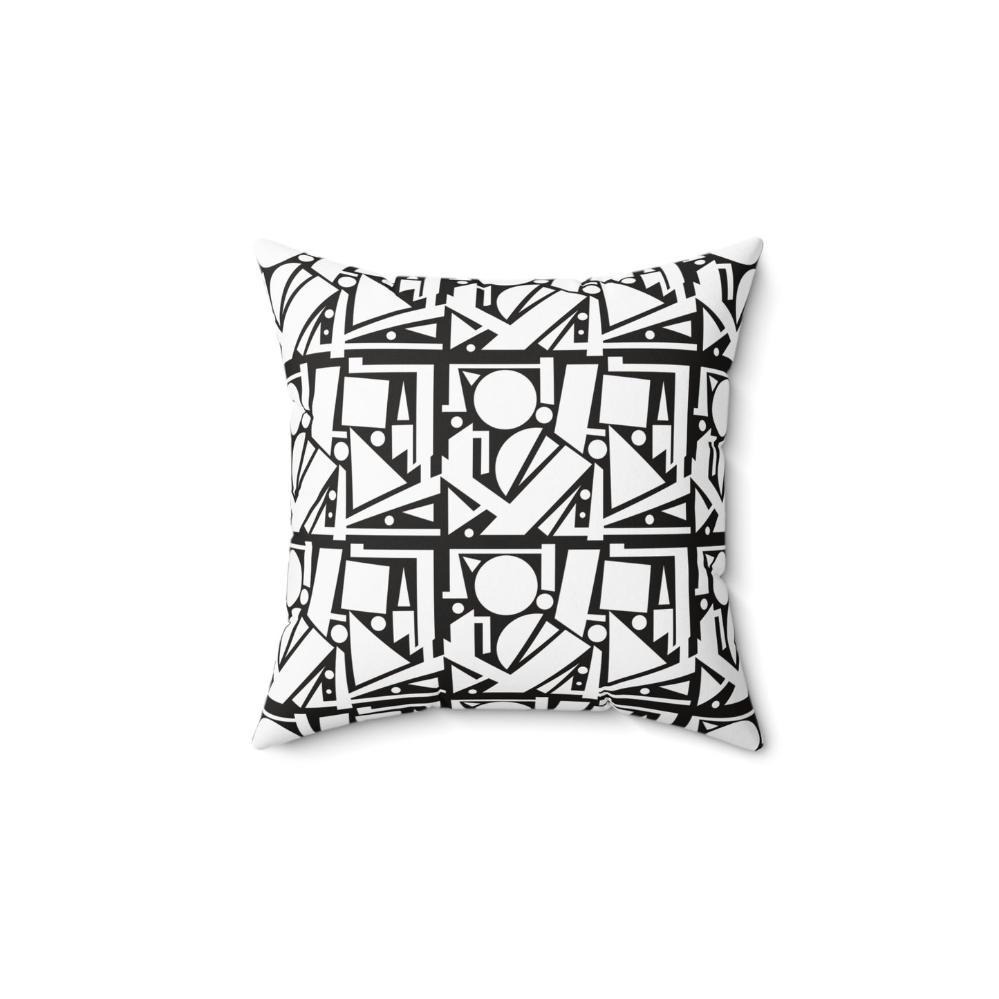Modern Geometric Shapes Pillow White and Black Square Pattern, Home Decor Accent