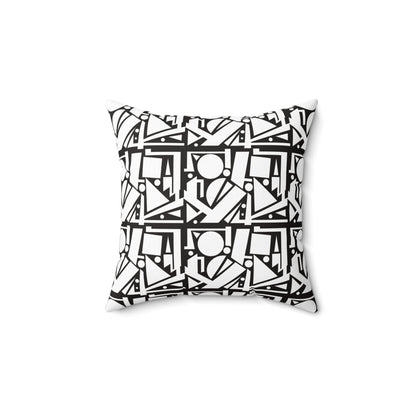 Modern Geometric Shapes Pillow White and Black Square Pattern, Home Decor Accent