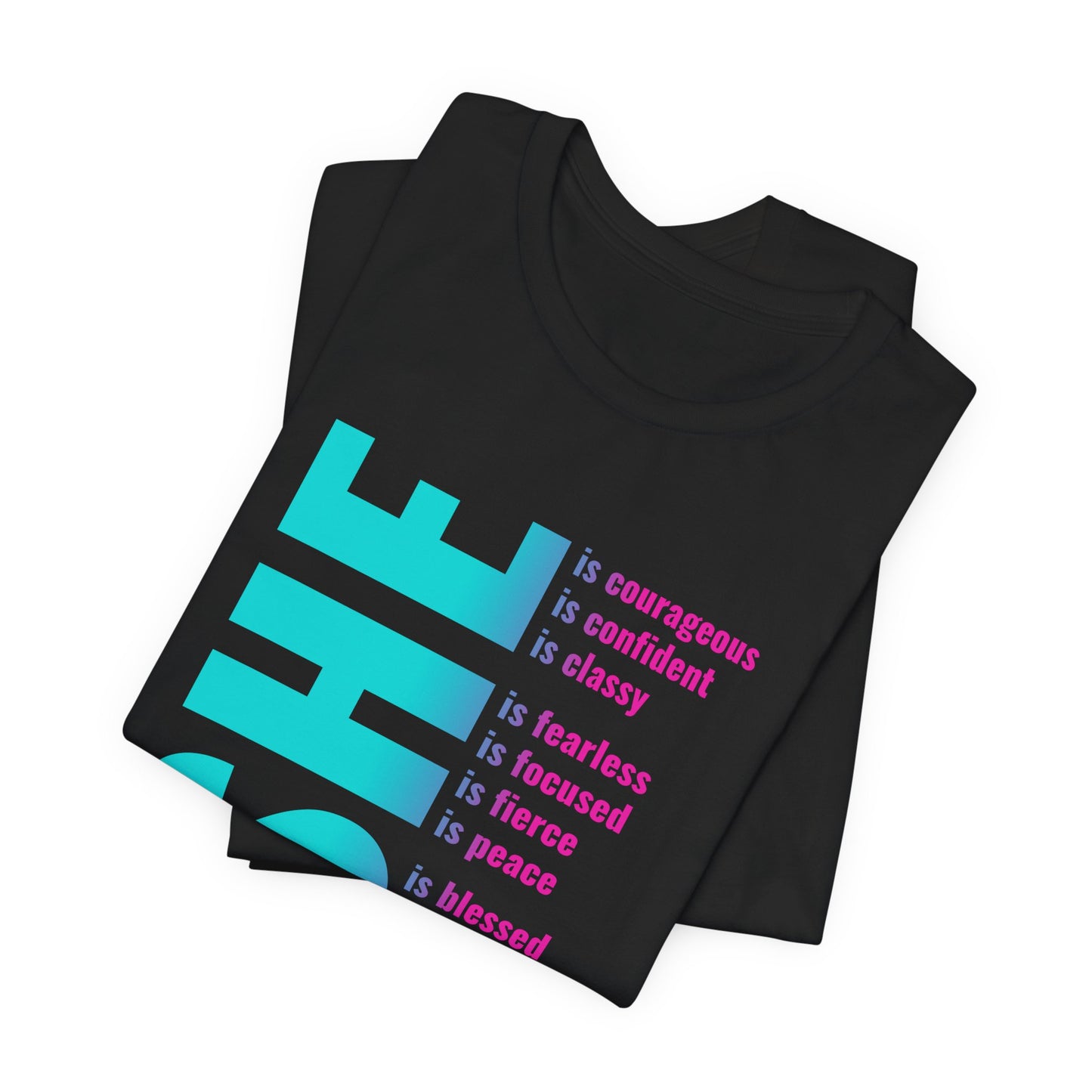 Empowering 'She Is Me' Tee | Black Ombre Blue Purple | Positive Affirmations