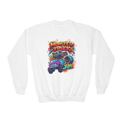 Graffiti Style Monster Trucks Kid Sweatshirt - High-Speed Racing Adventure Wear