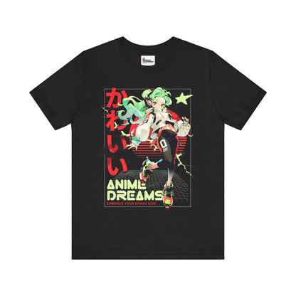 Embrace Your Kawaii Side Black Unisex T-Shirt | Anime Dreams Tee with Abstract Shapes