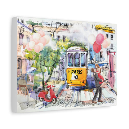 Parisian Romance Canvas Wall Art - Stretched Matte Print