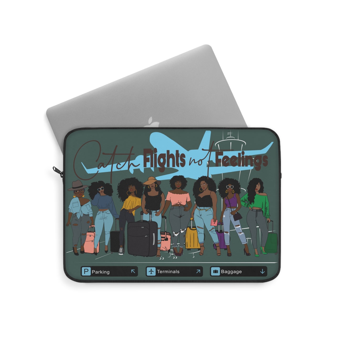 Trendy 'Catch Flight Not Feelings' Laptop Sleeve for Globetrotters