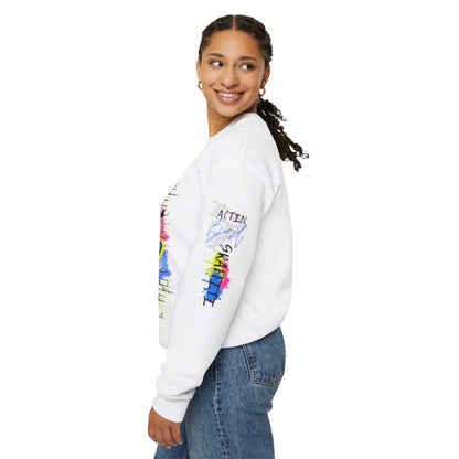 Limited Edition 'Actin Bad' Spray Paint Graffiti Style Sweatshirt - Pink, Blue, Yellow - Artistic Fashion Statement