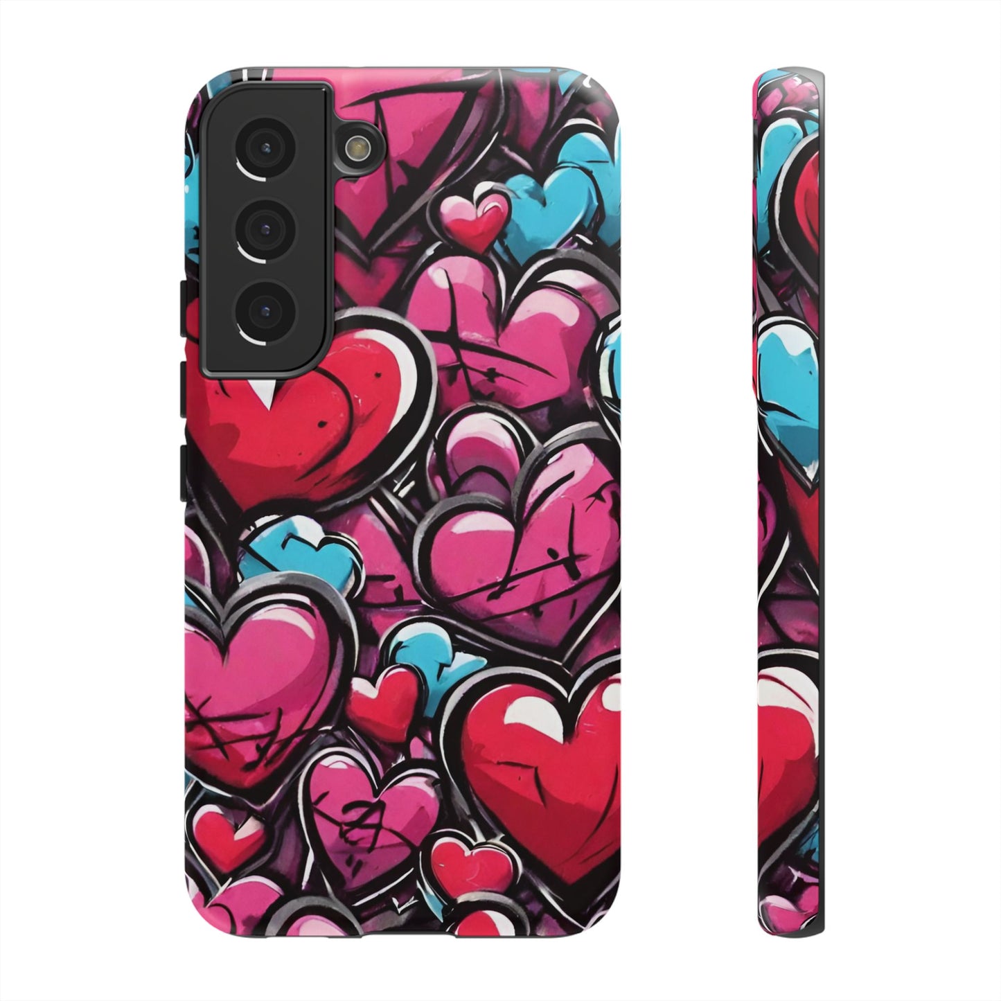 Express your Unique Style with our Graffiti Hearts Valentine's Day Phone Case - Compatible with Samsung Galaxy 23, 22, 20, and 10