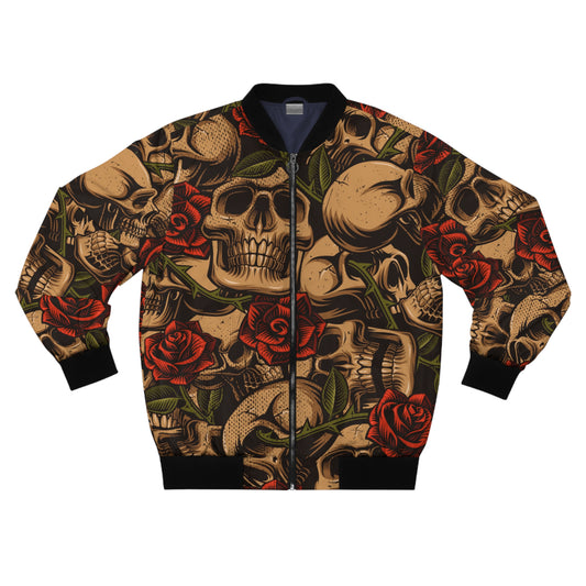 Skull and Roses Unisex Bomber Jacket - Dare to Be Bold and Unique