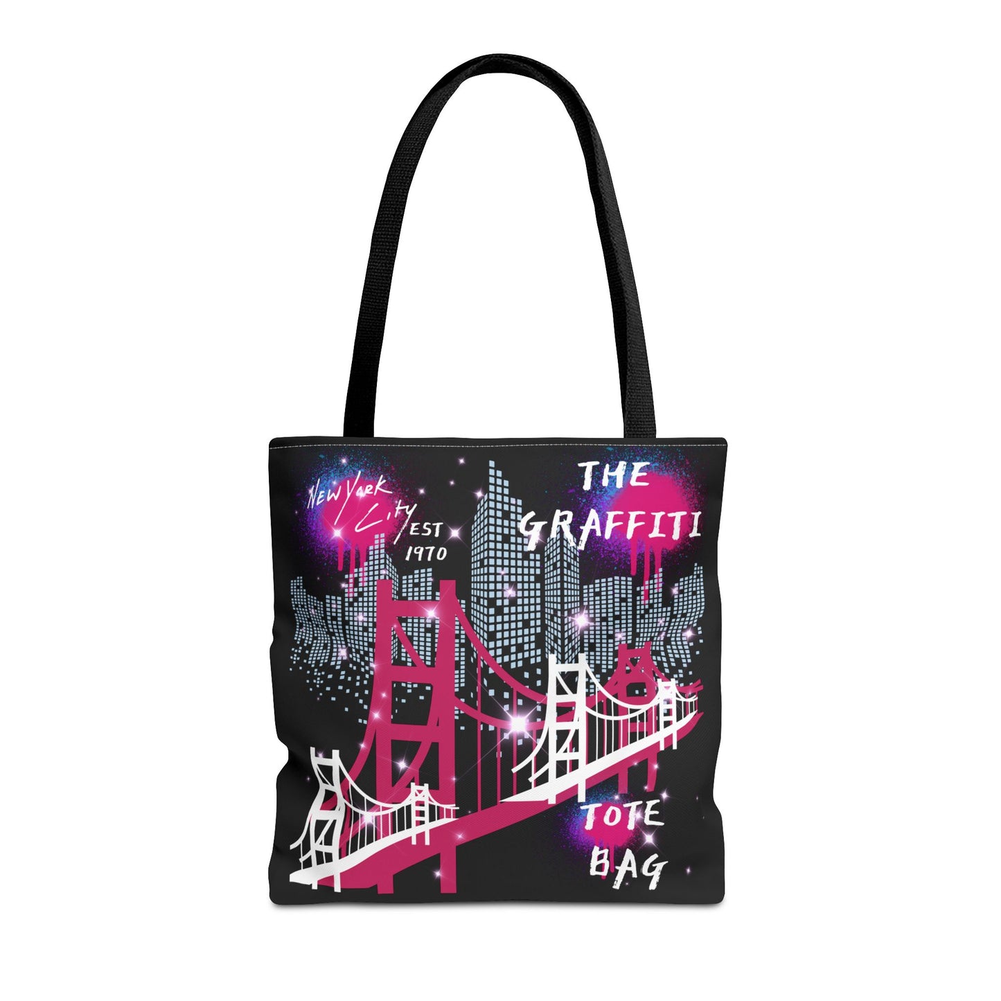 Fashionable Graffiti Tote Bag - Showstopping Black Design with Paint Splatter