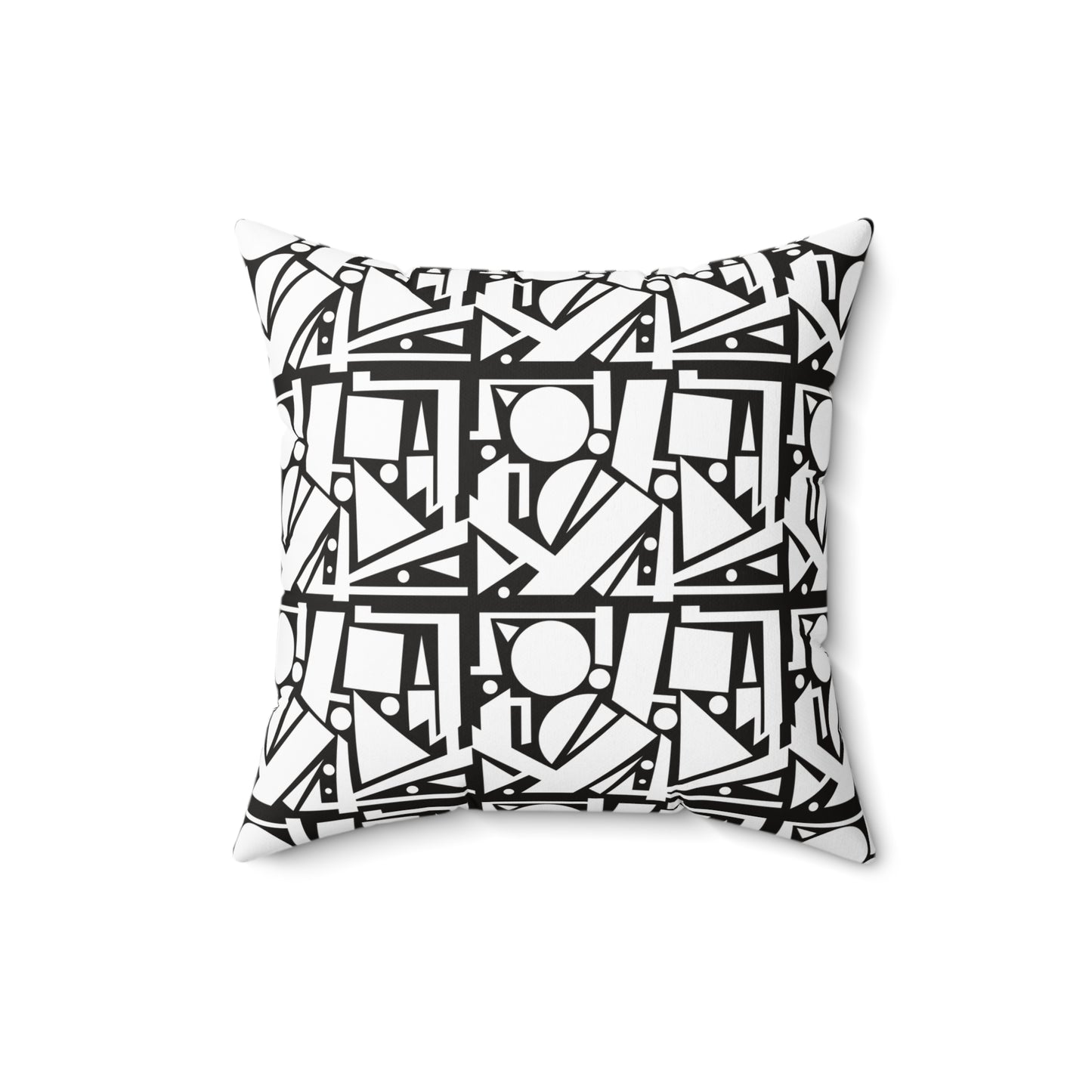 Modern Geometric Shapes Pillow White and Black Square Pattern, Home Decor Accent