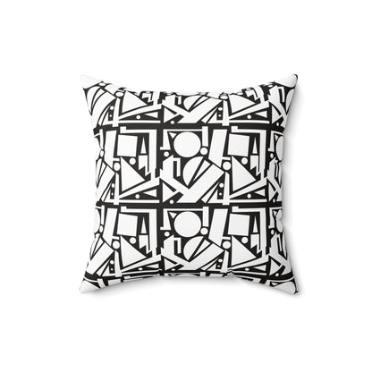 Modern Geometric Shapes Pillow White and Black Square Pattern, Home Decor Accent