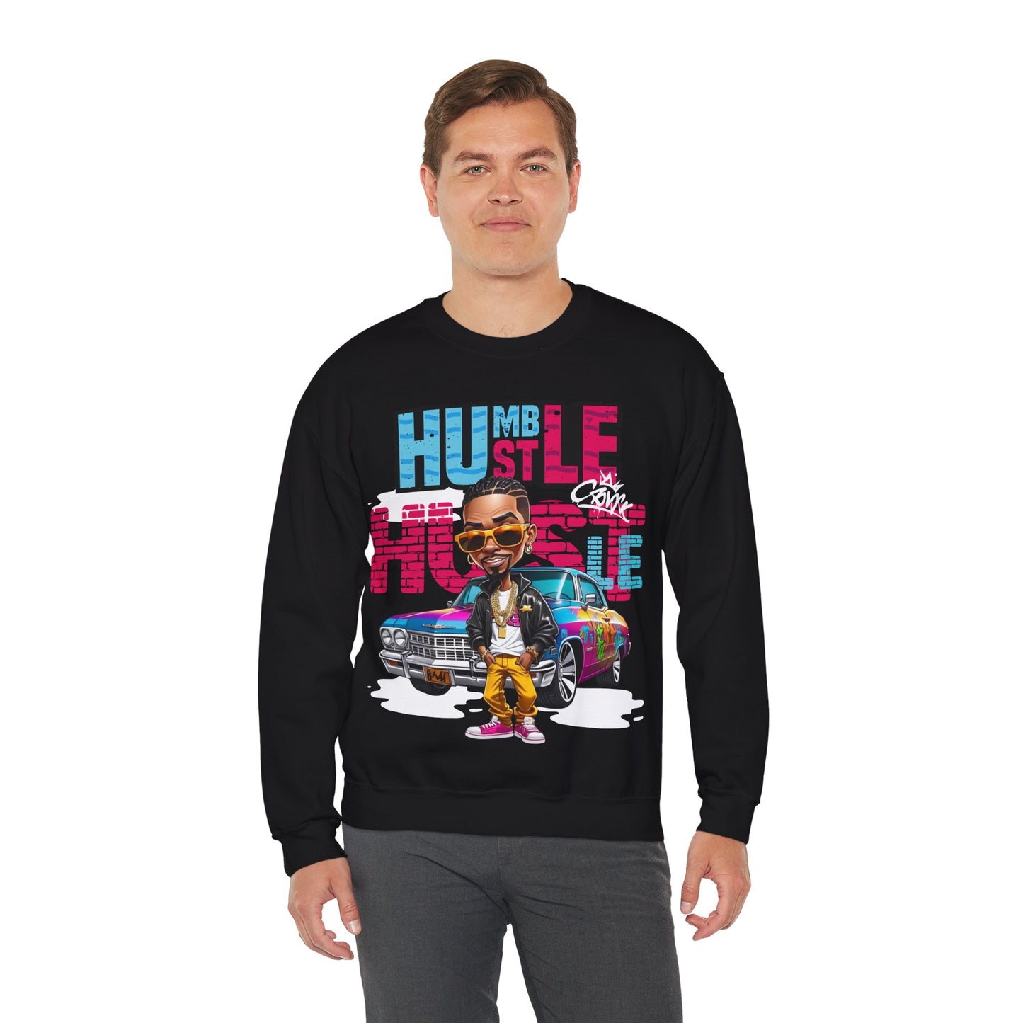 Black 'Humble Hustle' Sweatshirt - Street Art Royalty Vibes