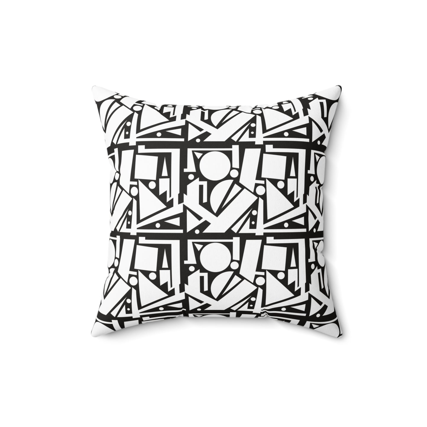 Modern Geometric Shapes Pillow White and Black Square Pattern, Home Decor Accent