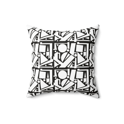 Modern Geometric Shapes Pillow White and Black Square Pattern, Home Decor Accent