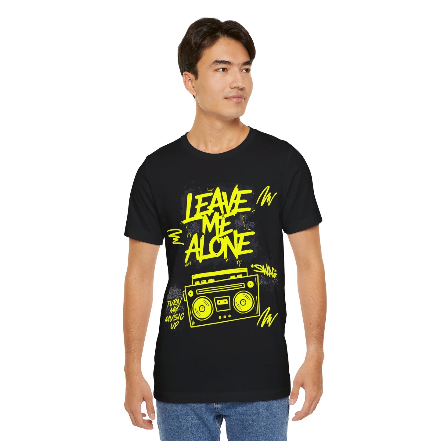 Vibrant Music Statement Tee - 'Leave Me Alone' & 'Turn Up My Music' - Unisex