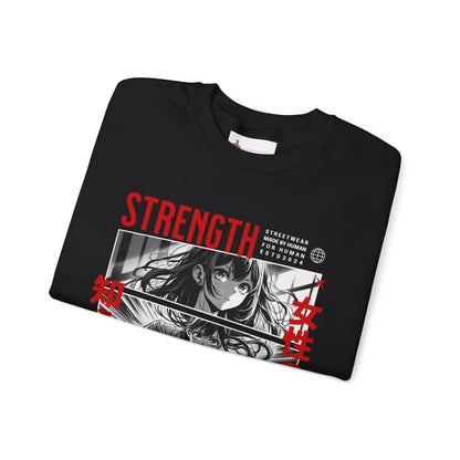 Strength Anime Character Sweatshirt with Motivational Courage Quote - Perfect Sweatshirt for Fashion Forward Anime Lovers