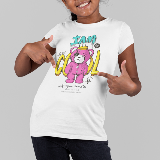 I Am Cool Graffiti Bear Tee - Street Style Confidence Booster for Kids