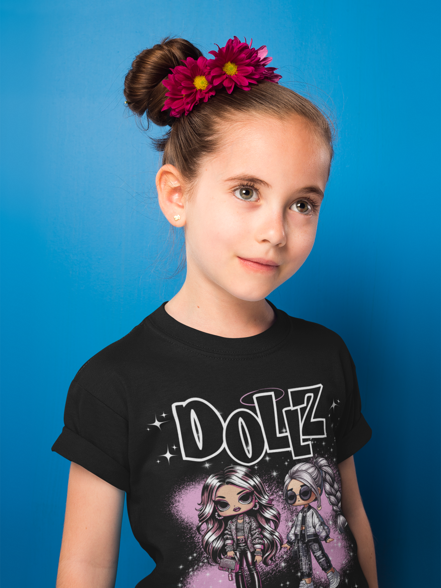 Fashion Statement Dollz Tee - Purple Spray Paint, Streetwear Dolls, Kids' Trendy Style