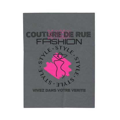 Fashionable XOXO Graphic Creative Expression Blanket - Dark Grey Couture De Rue Pink Splattered Plush Velveteen Blanket - KismetWonders