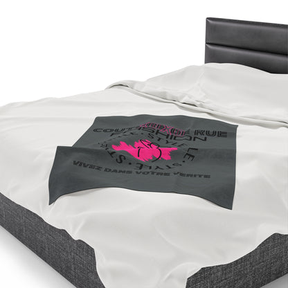 Fashionable XOXO Graphic Creative Expression Blanket - Dark Grey Couture De Rue Pink Splattered Plush Velveteen Blanket - KismetWonders