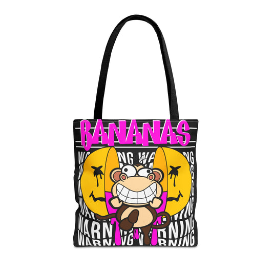 Bananas Tote Bag | Fun Pink Monkey Design for Everyday Use - KismetWonders