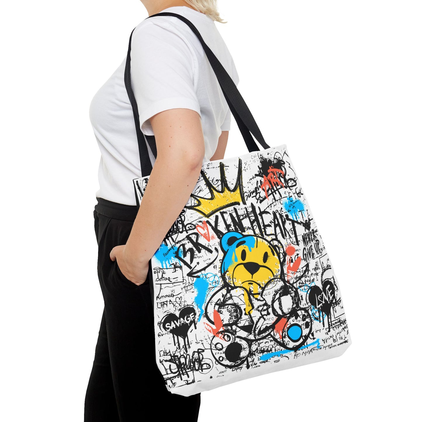 Broken Heart Graffiti Tote | Bold Street Style Accessory - KismetWonders