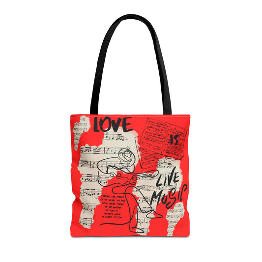 Live Love Music Tote | Bold Guitar Design for Music Lovers - KismetWonders