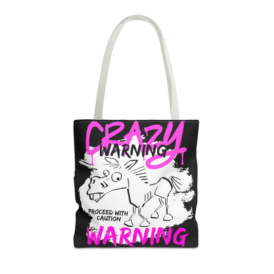 Crazy Warning Tote Bag | Bold, Artistic & Humorous Gift for Creatives - KismetWonders